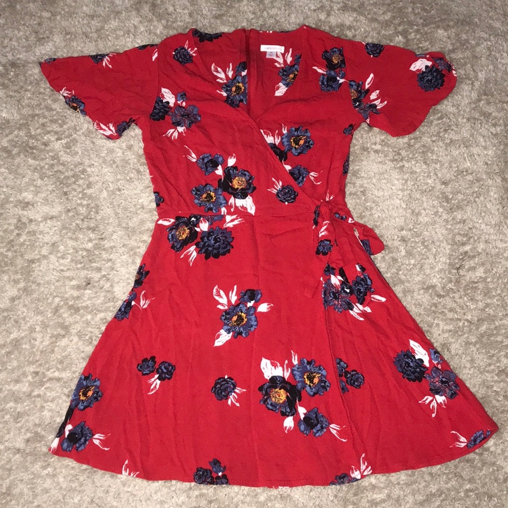Red floral dress